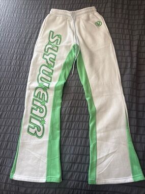White & Green Logo‎ Track Pants - Men's Athletic Joggers